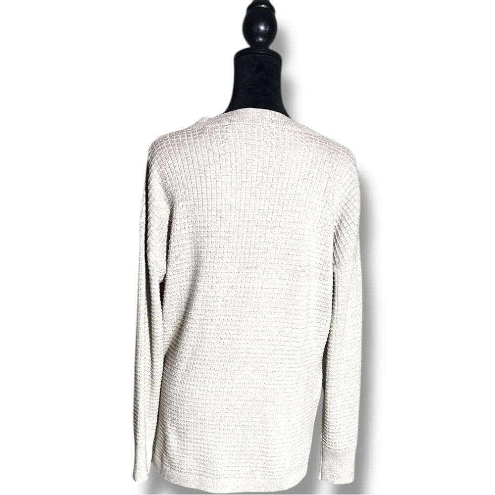 Unbranded Chic Cozy Cream V-Neck Wrap Front Long Sleeve Knit Size Large Sweater - Picture 6 of 16